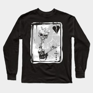 Skull, Digital Art, Love and Hate Long Sleeve T-Shirt